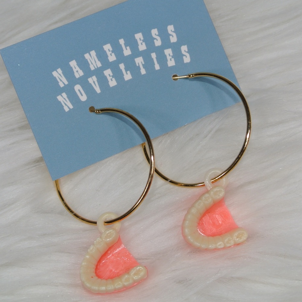 SOLD VTG Gumball Charm Teeth Hoop Earrings